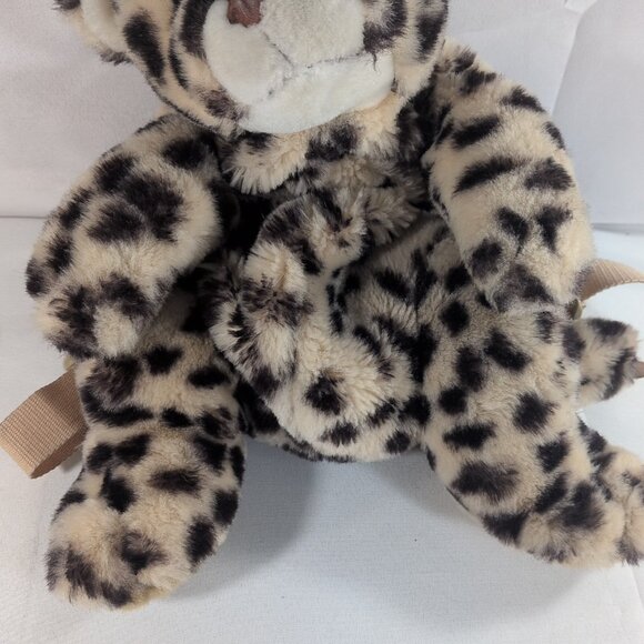 Jay Gur Leopard Cheetah Plush Backpack Beige Brown Spots Bag Vintage 90s Gurilla - Picture 3 of 14